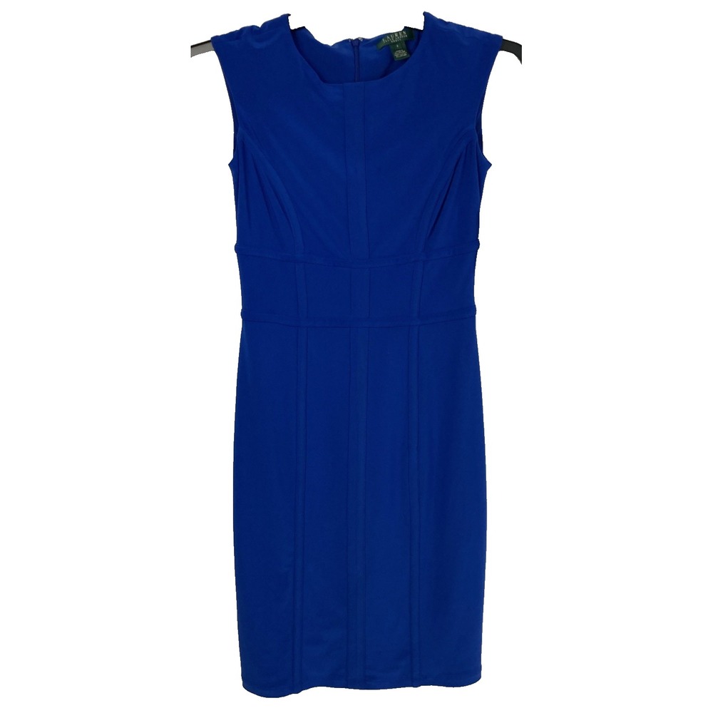 Lauren Ralph Lauren Dress Size 2 Royal Blue Sleeveless Sheath New with Tags